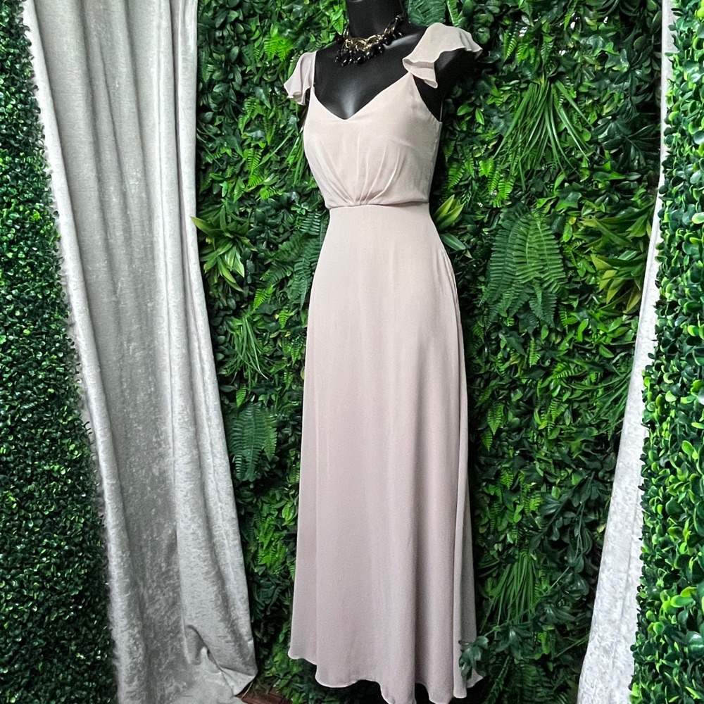 Birdy Grey Dress XS‎ Formal Long Bridesmaid Wedding Flowy Party Gown 3053